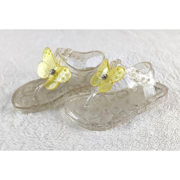 Girls Jelly Sandal Butterfly Clear Glitter Plastic Shoe Stepping Stones - Picture 6 of 12